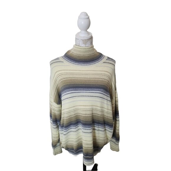 Aritzia Wilfred Free Womens Long Sleeve striped Hush Knit Turtleneck Large - Picture 2 of 9